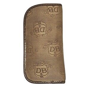 Dooney & Bourke Tan Signature DB Logo Canvas Eyeglass Case Holder VTG